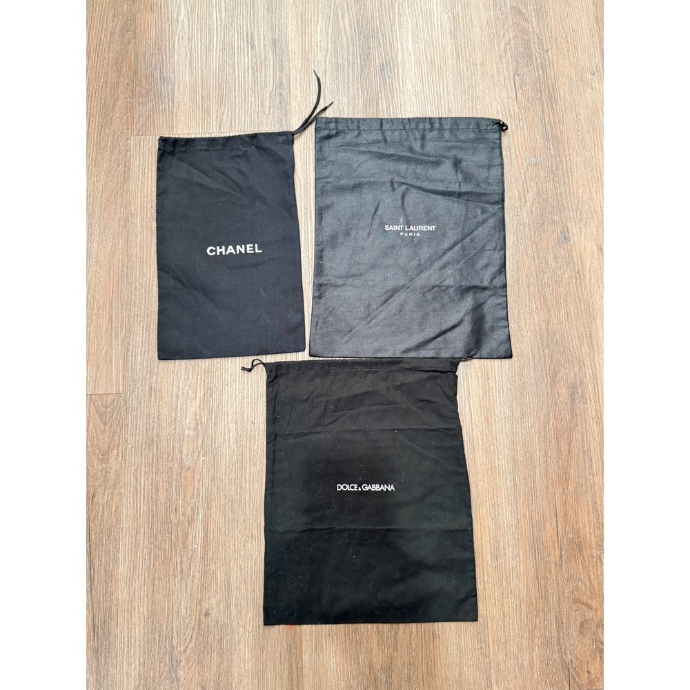 Chanel Saint Laurent Dolce & Gabbana Designer Dust Bag Bundle Black 3 Piece Set